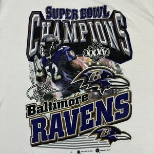 Vintage Single Stitch 2001 Baltimore Ravens Super‎ Bowl (Ray Lewis) Large